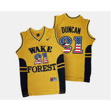 Wake Forest Demon Deacons #21 Tim Duncan Gold College Basketball Jersey