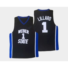 Weber State Wildcats #1 Damian Lillard Black Alternate College Basketball Jersey