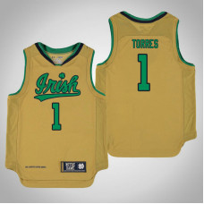 Youth Notre Dame Fighting Irish #1 Austin Torres Gold College Basketball Jersey