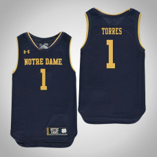 Youth Notre Dame Fighting Irish #1 Austin Torres Navy College Basketball Jersey