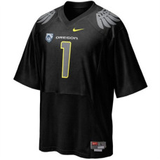 Oregon Ducks #1 Fan Black With PAC-12 Patch Replica College Football Jersey