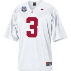 Alabama Crimson Tide #3 Trent Richardson White Authentic With 2012 BCS Championship Patch College Football Jersey