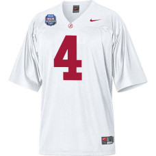 Alabama Crimson Tide #4 Marquis Maze White Authentic With 2012 BCS Championship Patch College Football Jersey