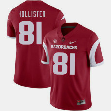 Arkansas Razorbacks #81 Cody Hollister Cardinal College Football GAME Jersey