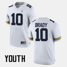 YOUTH - Michigan Wolverines #10 Tom Brady White College Football GAME Jersey