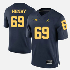 Michigan Wolverines #69 Willie Henry Navy Blue College Football Jersey